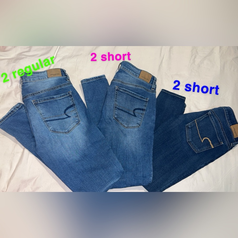 3 pairs of American Eagle jeggings size 2 regular and short
